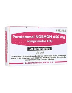 ▷ Paracetamol Normon 650 MG EFG [20 comprimidos] | Comprar online | BadaFarma