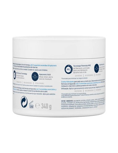 Cerave - Crema hidratante para rostro y cuerpo 340G | Etiqueta
