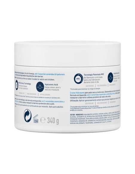 Cerave - Crema hidratante para rostro y cuerpo 340G | Etiqueta