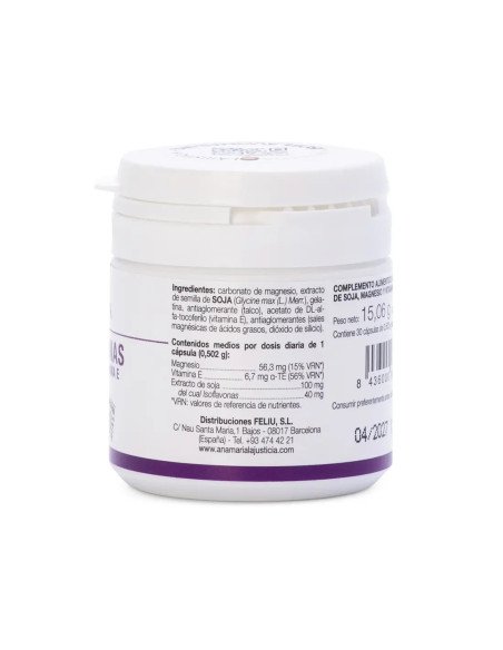 Ana María Lajusticia® | Isoflavonas con magnesio + vitamina E 30 cápsulas [etiqueta]